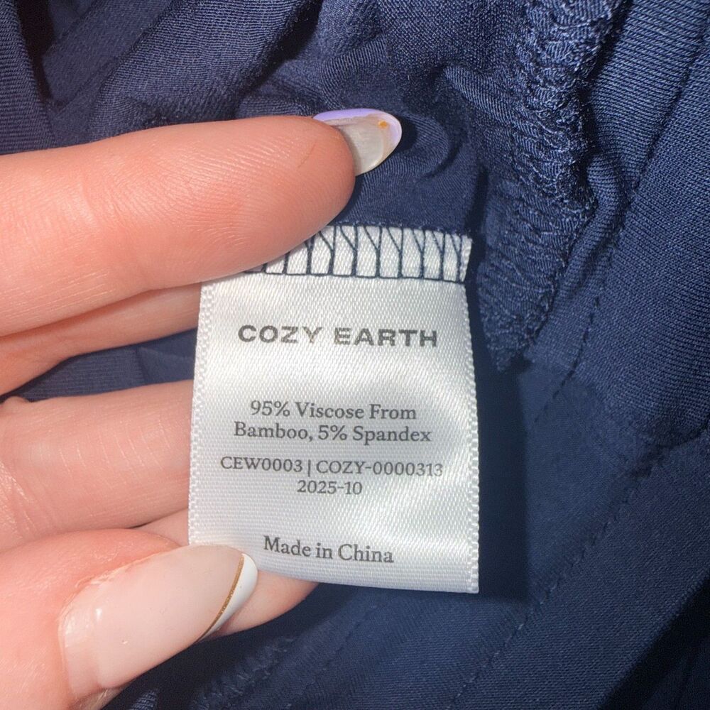 Cozy Earth Bamboo Stretch Knit Short Sleeve Pajama Set - Navy/White XL - Picture 8 of 13